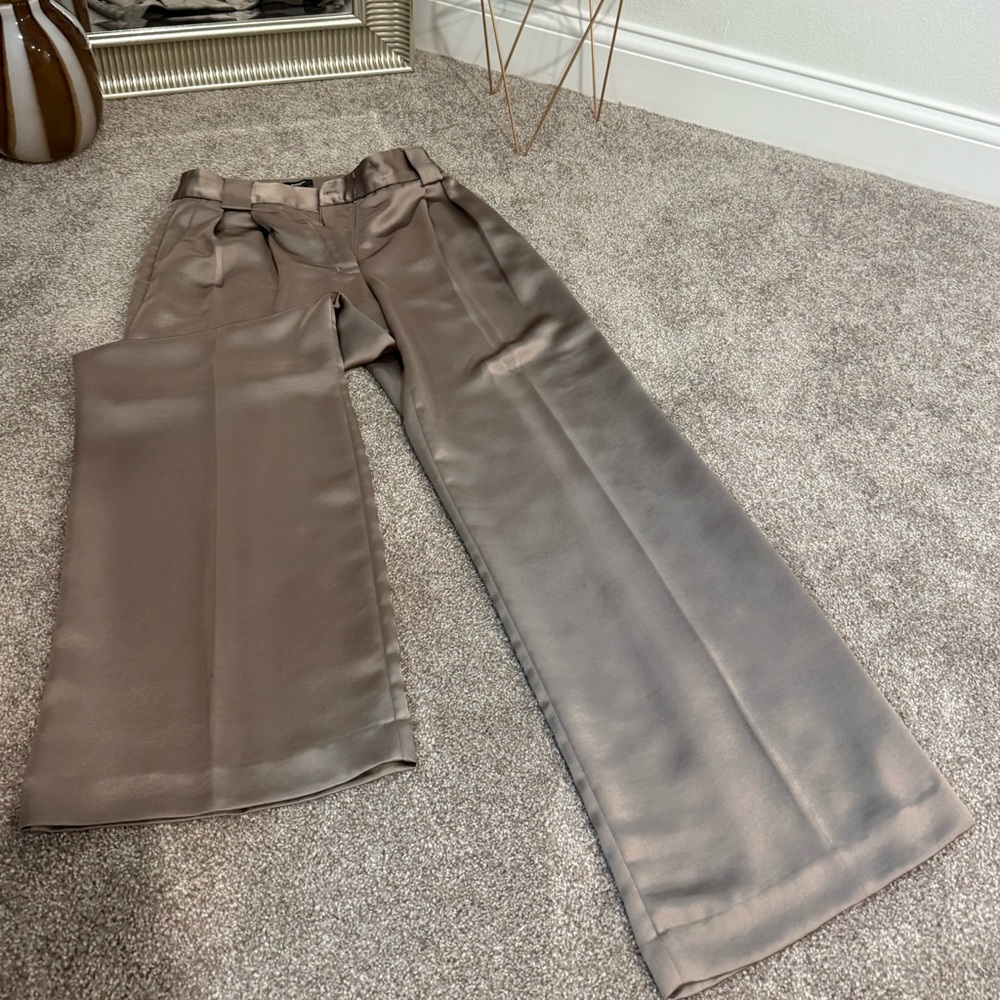 Express Women's Satin Wide Leg Pants - Taupe